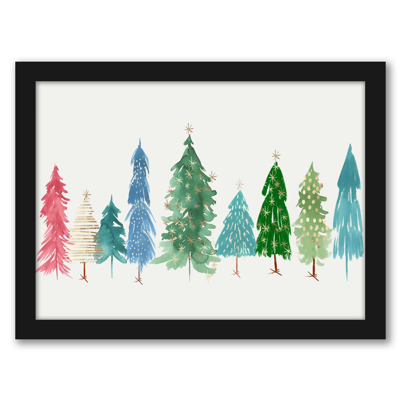 8&#x22; x 10&#x22; Christmas Trees by Pi Holiday Black Framed Print Wall Art - Americanflat - Americanflat